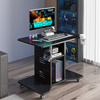 Zuoyin solid wood desktop computer desk notebook e-sports table small movable small table dormitory home bedroom bedside table Jingcang straight hair obsidian black 80*60*75cm