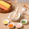 Baijie ceramic grinding bowl baby food supplement grinder baby rice paste bowl with grinding rod household manual grinding tableware