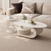 House style light luxury high-end living room household 2025 new movable slate small coffee table combination small apartment sofa side table black frame black cabinet + snow mountain white slate (combination) 100*55*45