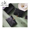 Casa-kupsCK genuine leather wallet women's short European and American 2025 new crocodile pattern cowhide embossed buckle coin purse three-fold card holder black