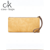 Casa-kupsCK women's long wallet 2025 Chinese Valentine's Day Korean version frosted leaf buckle zipper women's handbag yellow
