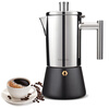 Easyworkz Moka Pot Italian Household 304 Stainless Steel Hand-brewed Coffee Pot Set Induction Stove Heated Espresso Coffee Maker Half Black Model 500ml (Filter Paper Comes with Electric Stove)