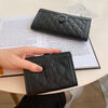 Kangaroo wallet women's short 2025 new Internet celebrity retro rhombus simple light luxury coin purse folding long wallet short black