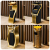 Runkai hotel lobby stainless steel trash can commercial office building vertical elevator corridor KTV sanitary bucket with ashtray small waist black gold