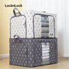 Lock and Lock Clothes Storage Box Thickened Fabric Clothing Organizing Box Folding Wardrobe Basket Three Doors Nordic Style White 66L