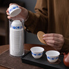 Fantasy rice husk blue and white porcelain disposable kung fu tea cup thickened anti-scalding national style tea small cup tea set hospitality items 100 pieces blue and white free cup holder