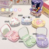 Kaooseen contact lens box, contact lens box, cute kt cat portable full set of tools, contact lens cleaner with tweezers, mirror, blush Hello Kitty contact lens box, cream white