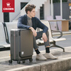 CROWN Trolley Case Zipper Aluminum Frame Suitcase Universal Wheel Front Opening Cover Side Opening Suitcase Travel Case 5278 Iron Gray Zipper 25 inches Need to be checked in