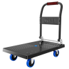 Haojiaju folding flat trolley, double steel tube load capacity 500 catties, 72*46cm, 4-inch wear-resistant wheels, hand-pushed cargo handling small trailer decoration factory