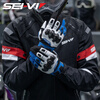 SEI-VI Motorcycle Summer Riding Gloves Upgraded Version Men's Breathable Touch Screen Anti-fall Racing Carbon Fiber Motorcycle Gloves GB2-Genuine Leather-Blue and White Five-Finger Touch Screen XXL (Palm Width 9.5-10cm)