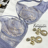 Maza Honguan Mulberry Silk Big Breast Revealing Underwear Feminine Anti-bulge Beautiful Back Thin Lace Soft Wire Ring Push-Up Bra Set Gray Blue* Skin Color (Set) 85C