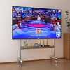 Medieval style TV stand floor-standing movable with wheels living room bedroom simple hanging rack 32-70 inches for home use H double layer stainless steel + perforated plate/crystal wheel