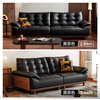 Lin's Home Leather Sofa 2025 New First Layer Cowhide Living Room Straight Row Italian Medieval Style Sofa Big Black Bear PS632