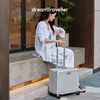 Dream Traveler's New Trolley Case Front Opening Small Suitcase Aluminum Frame Boarding Case Suitcase Men's and Women's 18-inch Elephant Gray