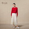 Ordos 1980 Autumn and Winter Cashmere Round Neck Women's Simple Inner Slim Fit Women's Solid Color Cashmere Sweater Chinese Red-25 L 165/88A