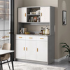 Gujia Home Living Room Sideboard Against the Wall Integrated Small Apartment Storage Cabinet Kitchen Multi-Function Shelf Cabinet Wine Cabinet Tea Heightened Shelves Model Owen Gray Gray and White 100C