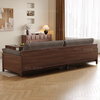 Dynasty Yijing black walnut pure solid wood sofa new Chinese style living room light luxury style high-end atmospheric fabric sofa combination wooden furniture double seat