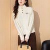 TonLion 2025 Autumn Women's Exquisite Cable Half Cardigan Half Turtle Collar Pullover Sweater Simple and Versatile Korean Fashion