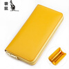 Kangaroo (KANGAROO) Japanese fashion casual lightweight new style leather long wallet for men and women oil waxed cowhide clutch bag long money cloth yellow inside yellow 20*10*2.5CM