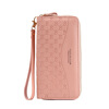 Muni 2026 New Wallet Women's Long Zipper Wallet Embossed Large Capacity Mom Mobile Phone Coin Clutch Passport Double-layer Zipper Wallet Pink 19.5*3.5*10