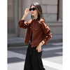 De Mana embraces long-termism, autumn minimalist style suede small stand-up collar fake pockets loose temperament women's jacket