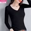 Modal pure cotton black bottoming shirt for women, long-sleeved inner wear, 2026 new spring, autumn and winter clothing, versatile slim fit, thin T-shirt, autumn coat, black V-neck, long-sleeved, velvet-free S, under 87 pounds