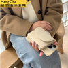 Ye Yu Korean Style Short Card Holder Portable Small Solid Color Simple Girls New Leather ID Coin Purse Coffee