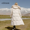 Edition down jacket women's raccoon fur collar hooded long windproof light warm goose down jacket beige color S size is a bit large, it is recommended to order one size smaller