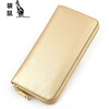 Kangaroo (KANGAROO) Japanese fashion casual lightweight new style leather long wallet for men and women oil waxed cowhide clutch bag long money cloth yellow inside yellow 20*10*2.5CM