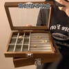 Forty Thousand Kilometers Jewelry Storage Box High-end Exquisite Jewelry Necklace Rings Earrings Earrings Display Large Capacity Wooden Single-layer Tray
