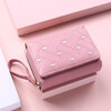 Donglai quality women's wallet short fashion embroidered love coin purse women's tri-fold card holder PU 06 bear light blue