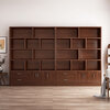 Bookcase integrated whole wall sofa background cabinet display display home living room wine cabinet Chinese style solid wood bookshelf cabinet 140*30*180cm-Hazy Walnut Color