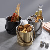 He Jiagong stainless steel thickened ice bucket KTV bar bucket fried chicken snack bucket commercial ice bucket creative red wine bucket stall 1 thickened natural color ice bucket 1.6L