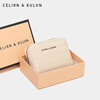 Calvin Klein Card Holder Women's 2025 New Document Storage Bag Feel Wallet Multi-Card Slot Coin Purse Clutch Bag White Gift Box Packaging
