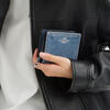 COACH Women's Mini Wallet Multi-Card Slots with ID Window Bill Slot Snap Button Closure Denim Blue Metal Buckle Silver/Indigo