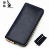 Kangaroo (KANGAROO) Japanese fashion casual lightweight new style leather long wallet for men and women oil waxed cowhide clutch bag long money cloth yellow inside yellow 20*10*2.5CM