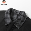 Paul Frank Jacket Men's Spring and Autumn Lapel Plaid Jacket Men's Casual Loose Fake Two-piece Top Black XL