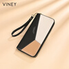 Viney women's leather wallet with multiple card slots, long zipper wallet, female mother's large capacity coin purse, multi-functional clutch bag, black, high-end and practical small bag