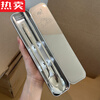 MZXM Japan imported quality medical grade 316 stainless steel chopsticks spoon and fork set single portable tableware Jingku 316 spoon + chopsticks + 430 box snake