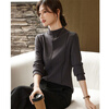 Shangjing micro-velvet warm inner top, autumn and winter fashionable and versatile half turtleneck women's bottoming shirt