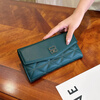 Kangaroo Women's Long Wallet Women's Tri-fold Large Capacity New Multi-card Slot Diamond Coin Purse ID Card Holder Mobile Phone Bag Black