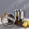 He Jiagong stainless steel thickened ice bucket KTV bar bucket fried chicken snack bucket commercial ice bucket creative red wine bucket stall 1 thickened natural color ice bucket 1.6L