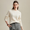 Zhaojun Autumn and Winter Red Solid Color Cable Cashmere Sweater Women's Round Neck Thick Knitted Sweater Cloud White M