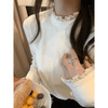 Miaoyi Jiade velvet half-high collar lace white bottoming shirt for women in spring, foreign style for inner and outer wear 2026 new tops, high-end sense, white velvet stand-up collared lace bottoming shirt M recommended 80-110 pounds
