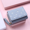 Donglai quality women's wallet short fashion embroidered love coin purse women's tri-fold card holder PU 06 bear light blue