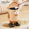 YOUNAL trash can for living room, home, internet celebrity, 2025 new large size with cover for kitchen and bedroom, high-end light luxury toilet, standing style large size - Brown Detective Bear 15L + 30 garbage bags