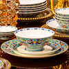 NINE CRANES high-looking enamel bowl set Jingdezhen bowl and plate set high-end housewarming gift bone china tableware set 30 pieces with large soup bowl | high-end brocade box | Earl's Garden