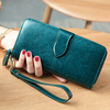 Banyanu 2025 New Women's Wallet Women's Long Genuine Leather Wallet Women's Fashion Wallet Large Capacity Clutch Dark Green (Embroidery Thread) - Anti-Theft Brush
