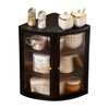 Trojan Dinner Cabinet Countertop Kitchen Storage Rack Corner Storage Cupboard Cabinet Storage Wine Cabinet Porch Multi-Function Side Cabinet Corner Design Changhong Transparent Door-Black Four Layers