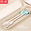 MZXM Japan imported quality rice husk wheat straw children's portable tableware anti-fall three-piece set cute fork spoon chopsticks blue